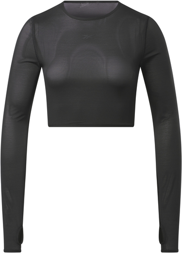 Crop Top Reebok Reebok Studio Mesh Long Sleeve Crop Top Čierna | 100075380, 0