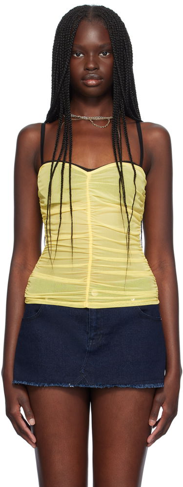 Tielko Miaou Miaou Renzo Ruched Mesh Tube Top Žltá | 7064PM1CRL, 0