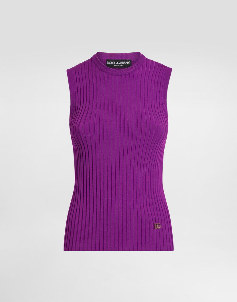 Tielko Dolce & Gabbana Dolce & Gabbana Ribbed Knit Viscose Tank Top Fialová | FXT53TJFMZYF0373