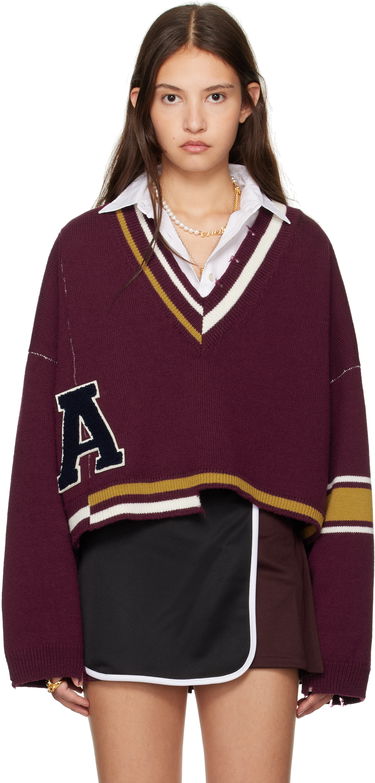 Sveter Ambush Damaged Rib V-Neck Sweater Fialová | BWHD002F24KNI0012846, 0