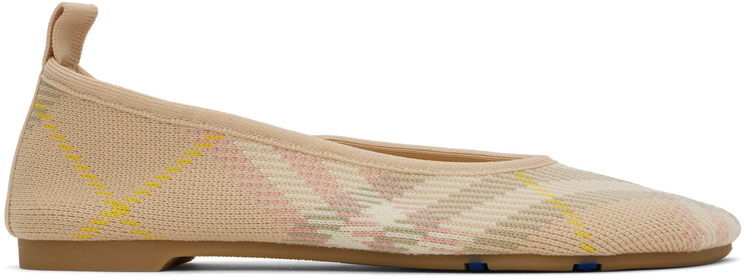 Oblečenie Burberry Burberry Check Knit Ballerina Flats Béžová | 8101053, 0