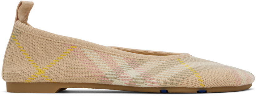 Oblečenie Burberry Burberry Check Knit Ballerina Flats Béžová | 8101053
