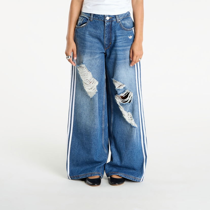 Džínsy adidas Originals adidas Originals Loose Destressed Denim Pants 27/30 Modrá | KE3300