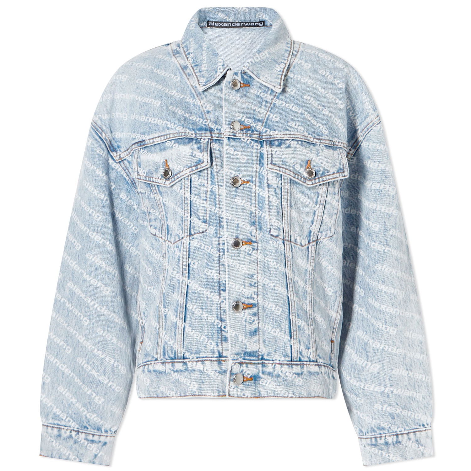 Bunda Alexander Wang All Over Logo Falling Back Denim Jacket Modrá | 4DC2202756-270, 0
