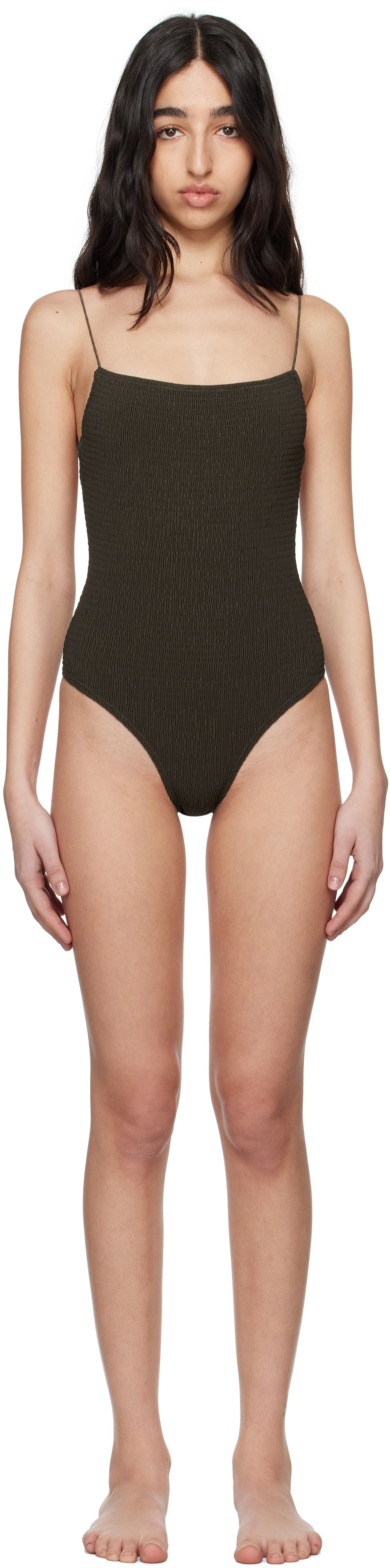 Plavky TOTEME TOTEME Smocked One-Piece Swimsuit Hnedá | 242-WSW1080-FB0130, 0