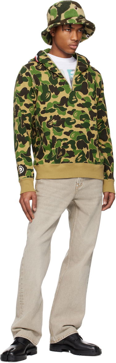 Mikina BAPE A Bathing Ape ABC Camo Shark Half Zip Hoodie Zelené | 001PPK801010M, 3