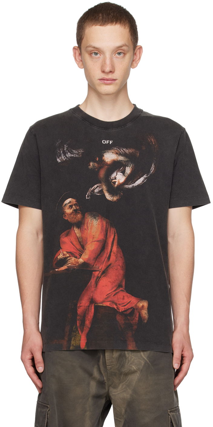 Tričko Off-White Black Printed T-Shirt Čierna | OMAA027F23JER0041084, 0