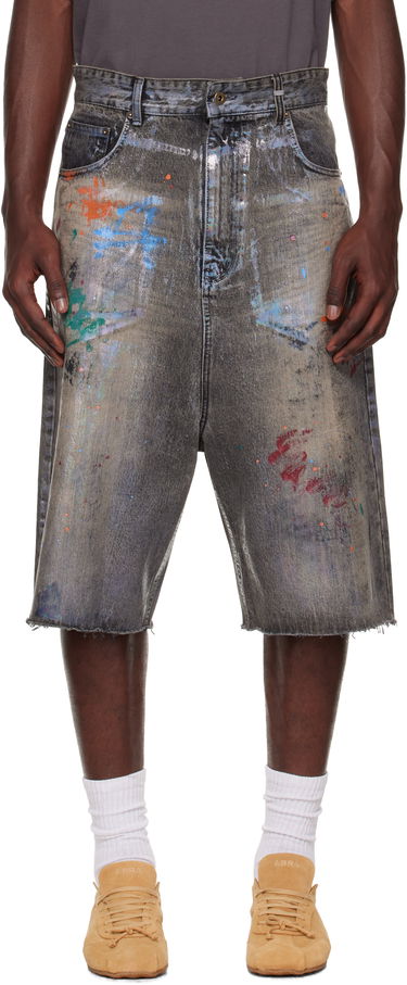 Šortky We11done We11done Painted Denim Shorts Šedá | WD-DP2-25-332-M-BK, 0