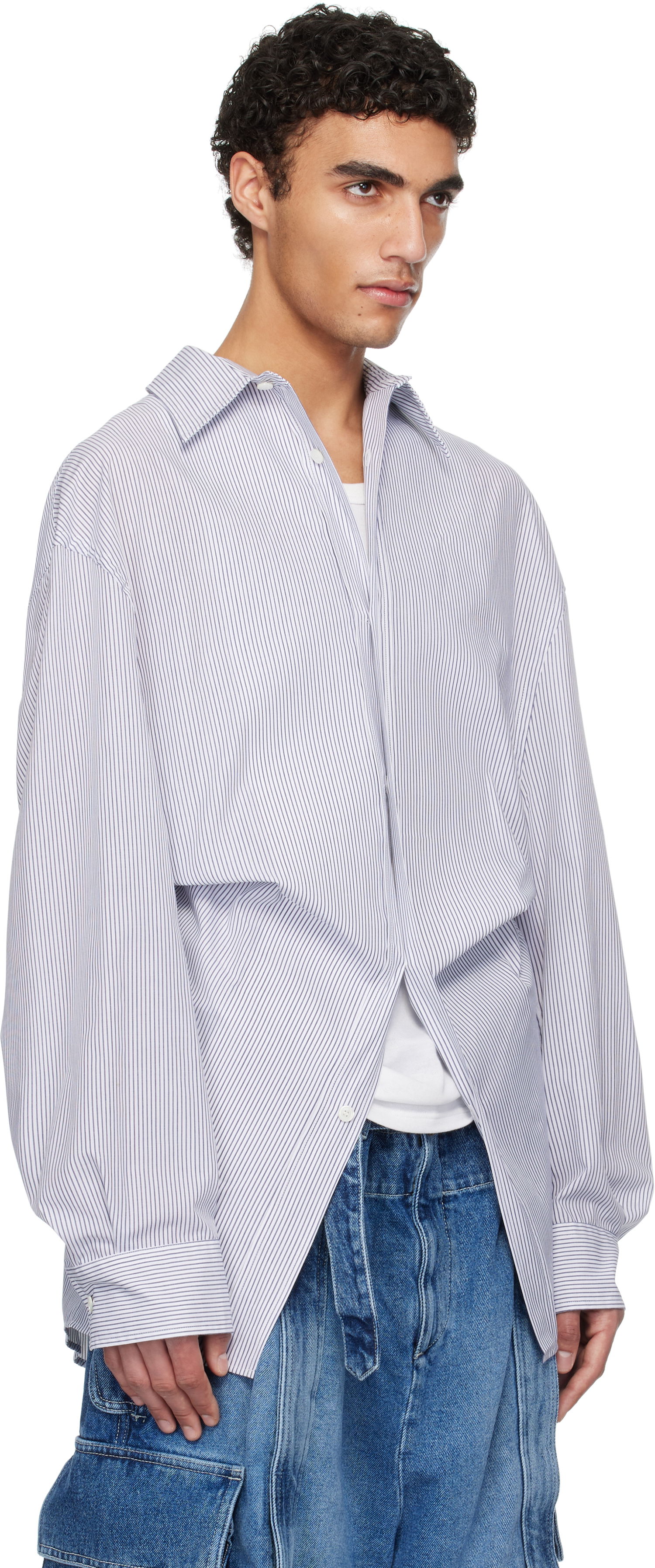 Košeľa HED MAYNER Hed Mayner Striped Poplin Shirt Modrá | HMMA60013B-HA167, 1