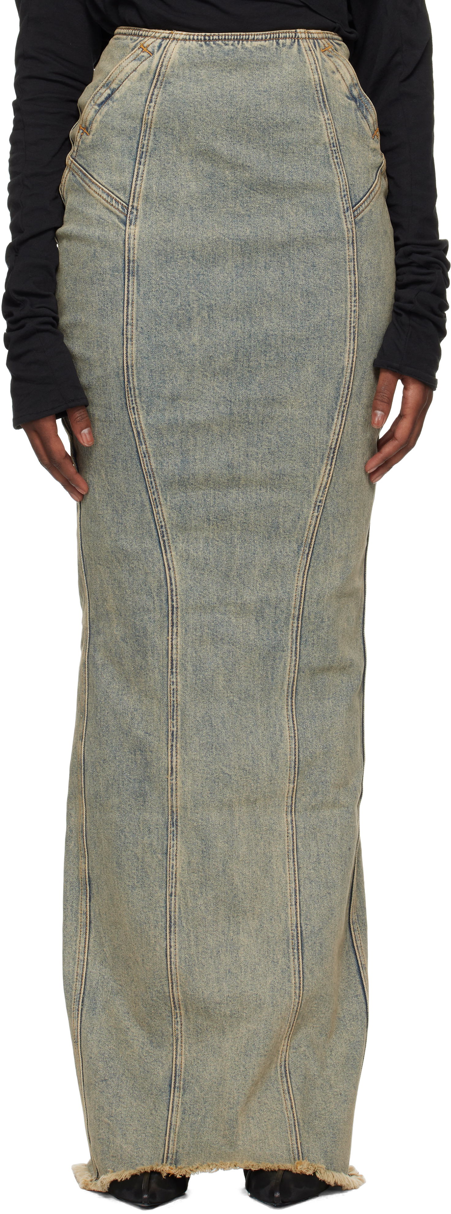 Sukňa Entire Studios Channel Denim Maxi Skirt Modrá | ES2572SW, 0