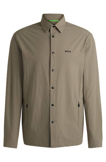 Košeľa BOSS BOSS Relaxed Fit Water-Repellent Stretch Overshirt Zelené | 50533265, 0