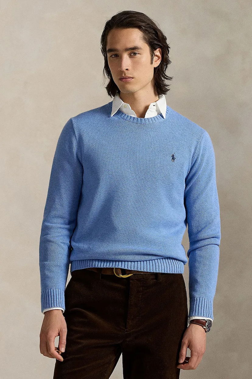 Sveter Polo by Ralph Lauren Polo Ralph Lauren Cotton Crewneck Sweater Modrá | 710810846