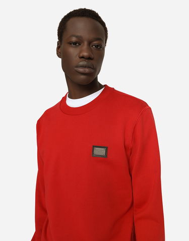 Mikina Dolce & Gabbana Jersey Sweatshirt With Branded Tag Červená | G9ABJTG7F2GR2254, 3