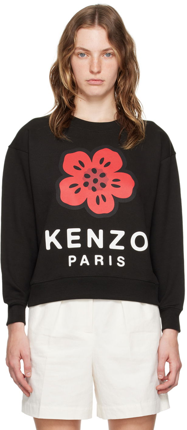 Black Paris Boke Flower Sweatshirt