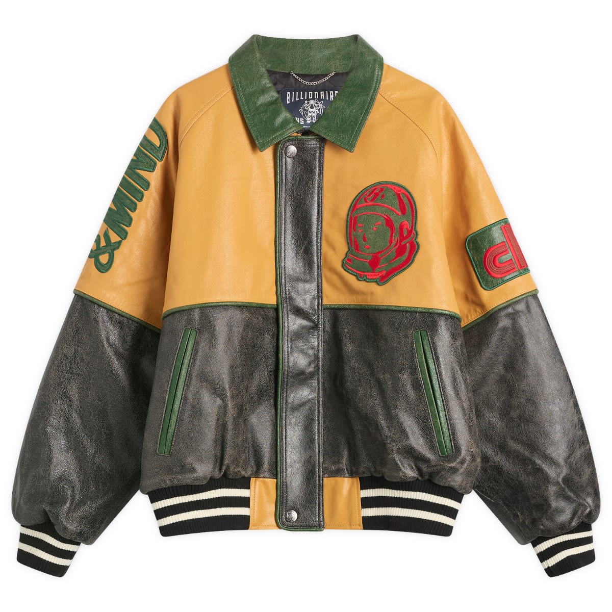 Bomber bunda BILLIONAIRE BOYS CLUB Billionaire Boys Club Cracked Leather Varsity Jacket, Size Medium Rôznofarebný | B25303-MUL, 1