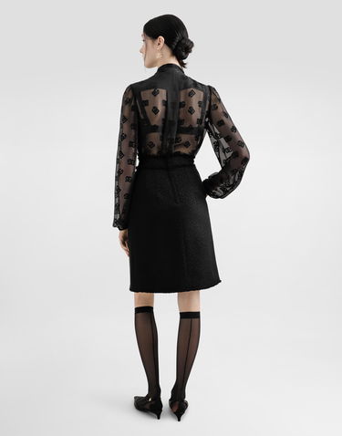 Sukňa Dolce & Gabbana Dolce & Gabbana Raschel Tweed Midi Skirt with Central Slit and DG Logo Čierna | F4C2DTGDCLWN0000, 2