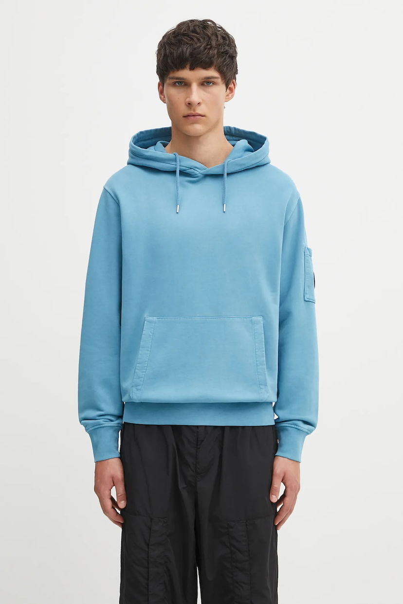 Mikina C.P. Company C.P. Company Smooth Hooded Sweatshirt Modrá | 19CMSS719A006372R
