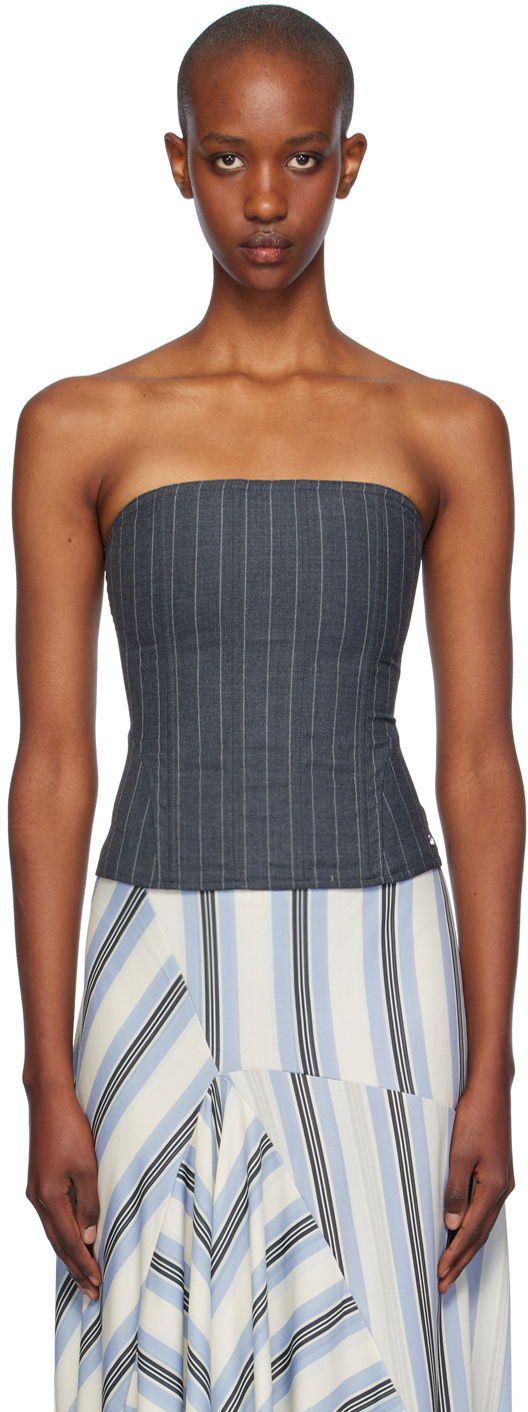 Tielko Miaou Miaou Libra Pinstriped Corset Top Modrá | 7063PSWPSW, 0