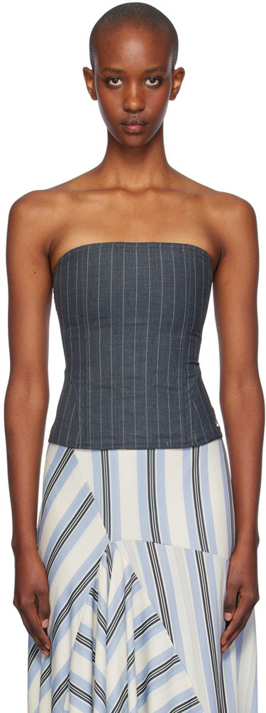 Tielko Miaou Miaou Libra Pinstriped Corset Top Modrá | 7063PSWPSW, 0