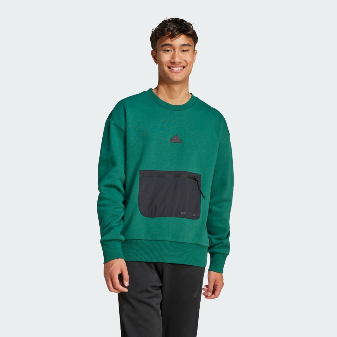 Sveter adidas Performance Fleece Sweatshirt with Pocket Zelené | IY1523, 0