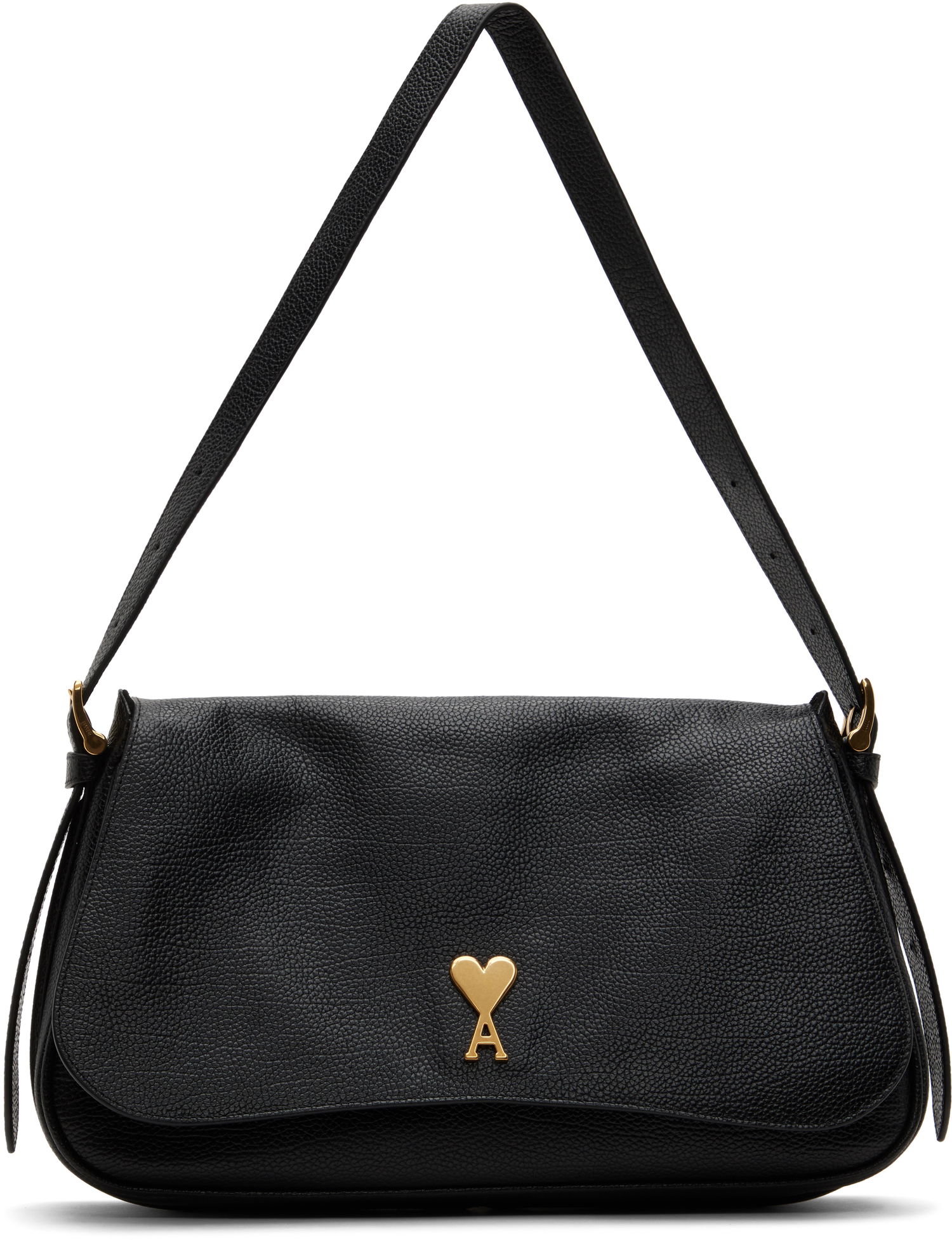 Taška cez rameno AMI Pebbled Shoulder Bag Čierna | ULL603.AL0076, 0