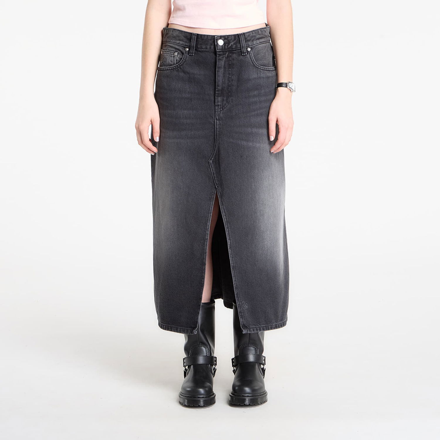 Sukňa Carhartt WIP Long Faded Denim Front Slit Brandon Skirt XS Šedá | I036330.89B7, 0