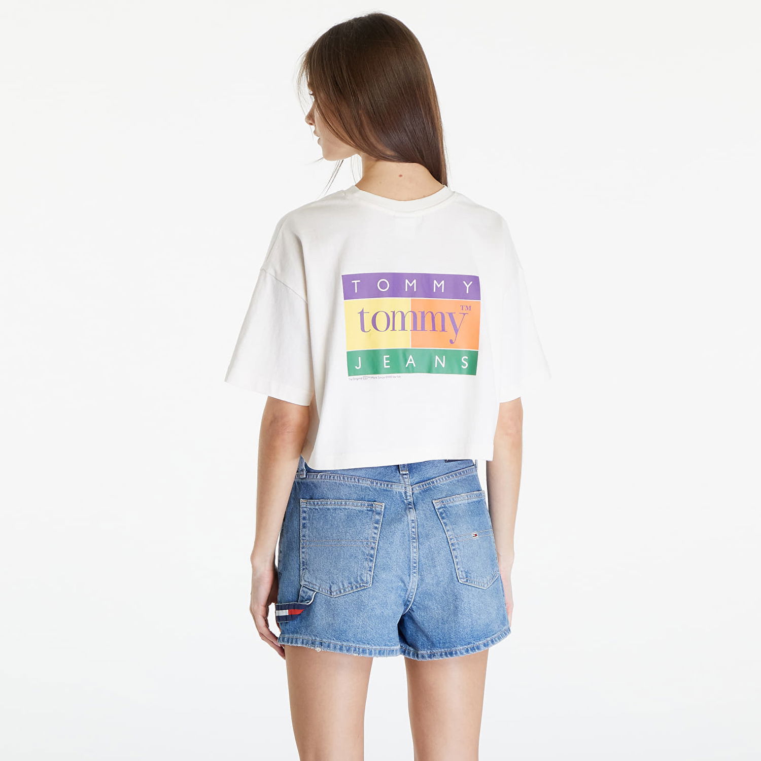 Crop Top Tommy Hilfiger Oversized Cropped Summer Flag Tee Ancient White Biela | DW0DW18141 YBH, 1