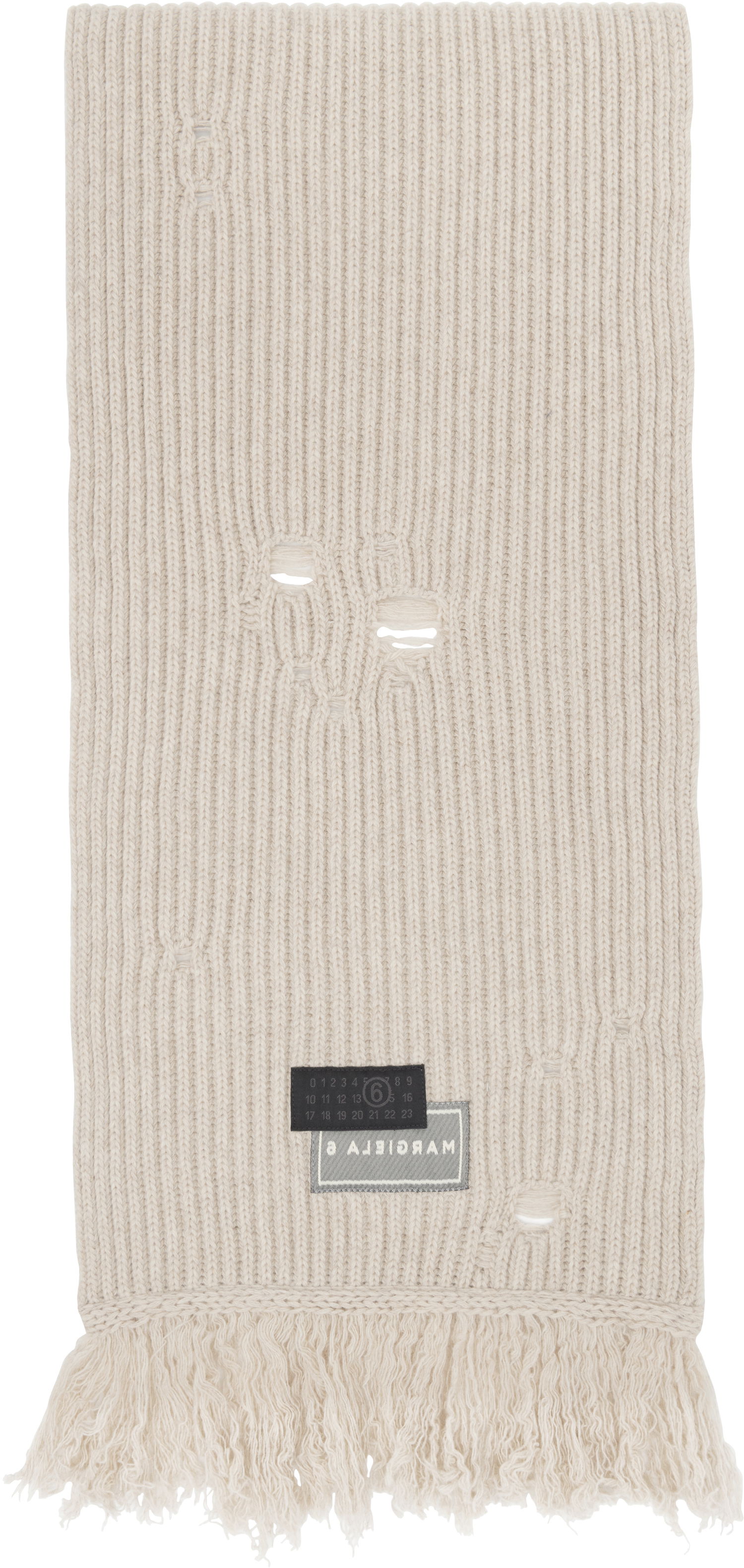 Šál Maison Margiela MM6 Maison Margiela Wool Distressed Fringed Scarf Béžová | S52TE0056 M13138, 0