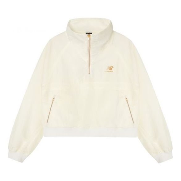 Vetrovka New Balance Stand Collar Casual Jacket Biela | AWJ03501-SST