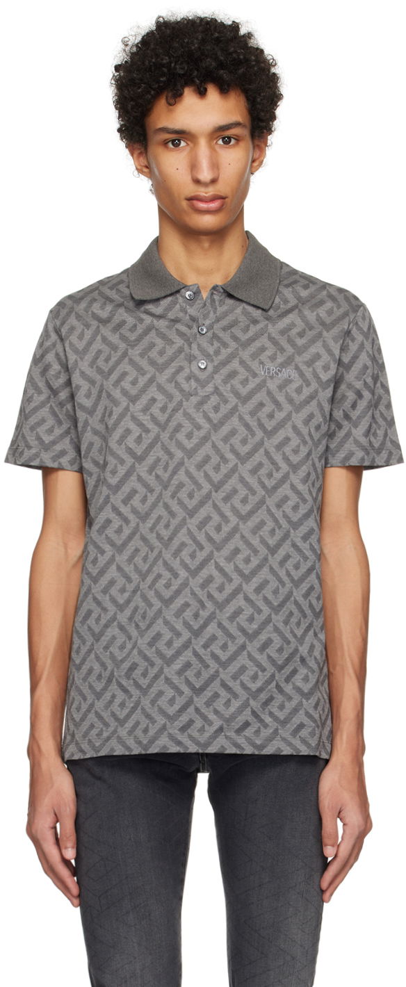 Polo tričko Versace Versace Greca Polo Šedá | 1008500 1A06078
