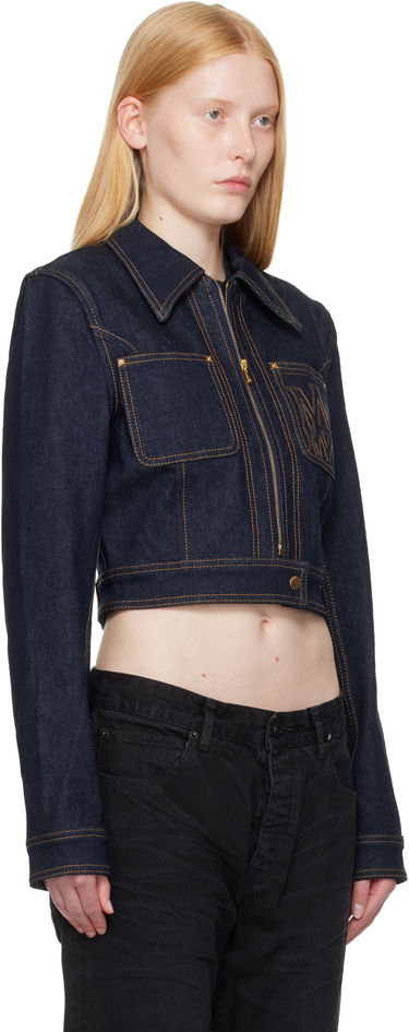 Bunda AMIRI AMIRI Zip Up Cropped Denim Jacket Modrá | AWDNWJ1007, 1