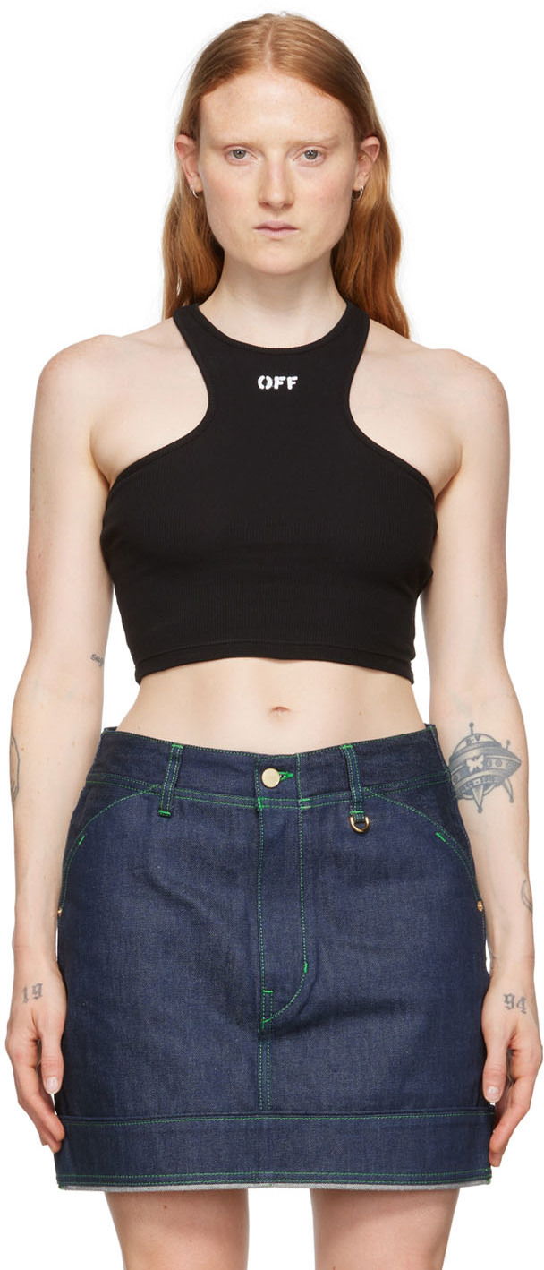 Tielko Off-White Black Cropped Tank Top Čierna | OWAD086C99JER0011001
