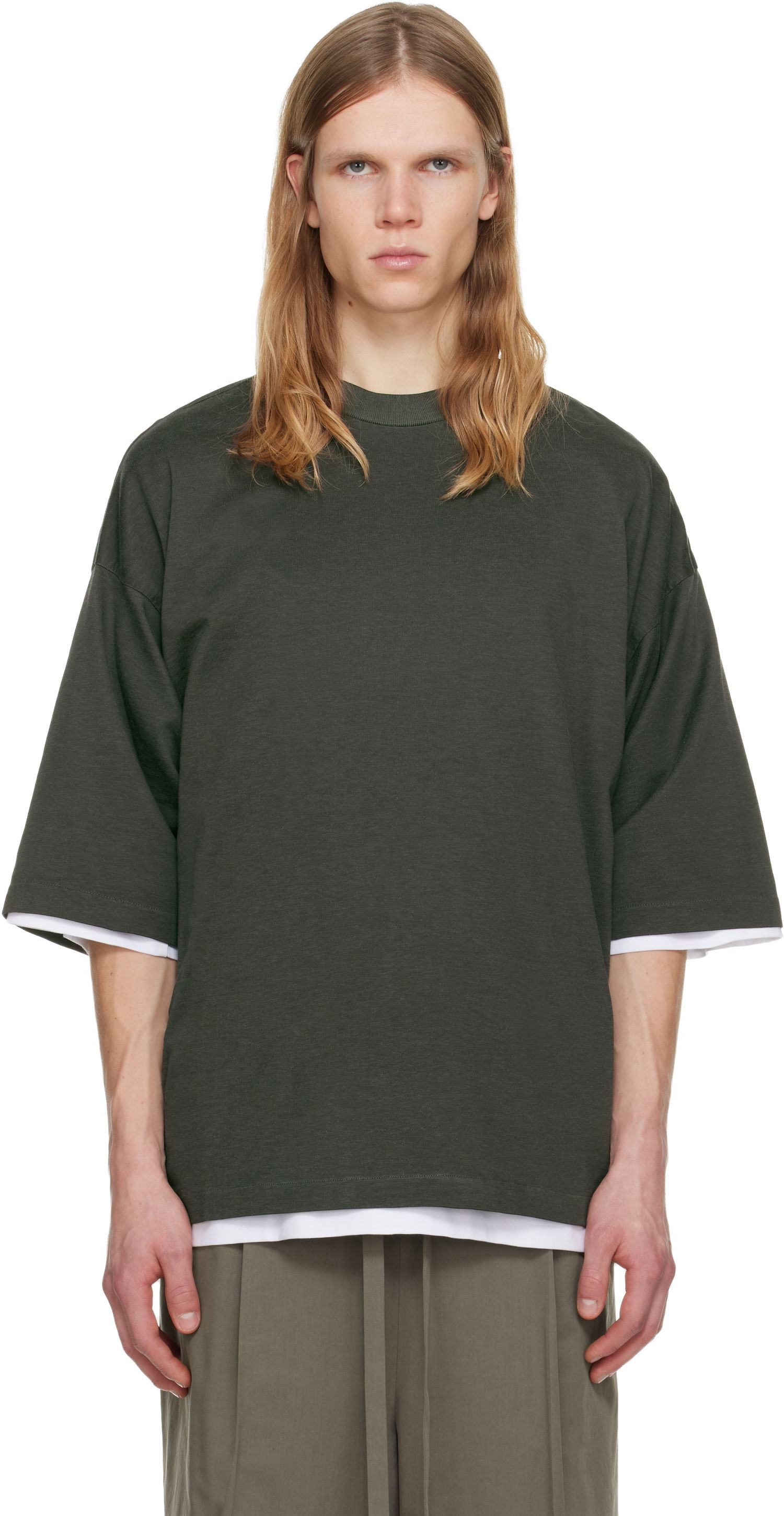 Tričko Fear of God Relaxed Short Sleeve Layered T-shirt Zelené | FG25FW10-103CRY-019, 0