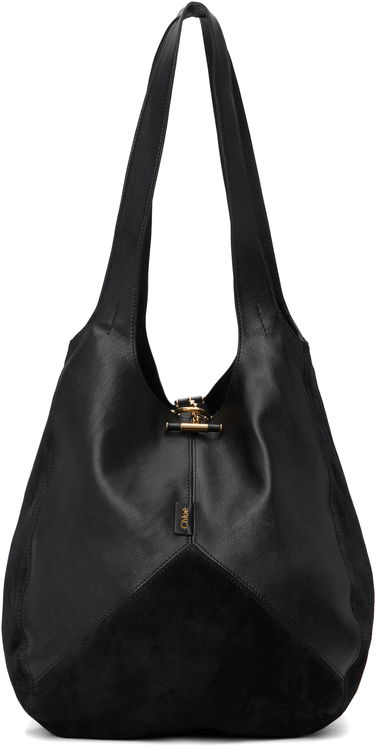 Tote bag CHLOÉ 'Chloé' Leather and Suede Balloon Tote with Gold-Tone Clasp Čierna | CH25WS642Q51, 0