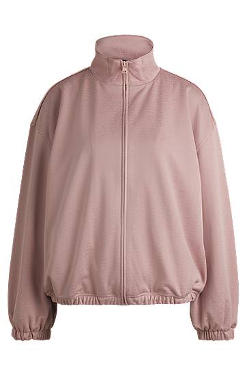 Sveter BOSS Oversized Logo Jacquard Jacket Ružová | 50531182