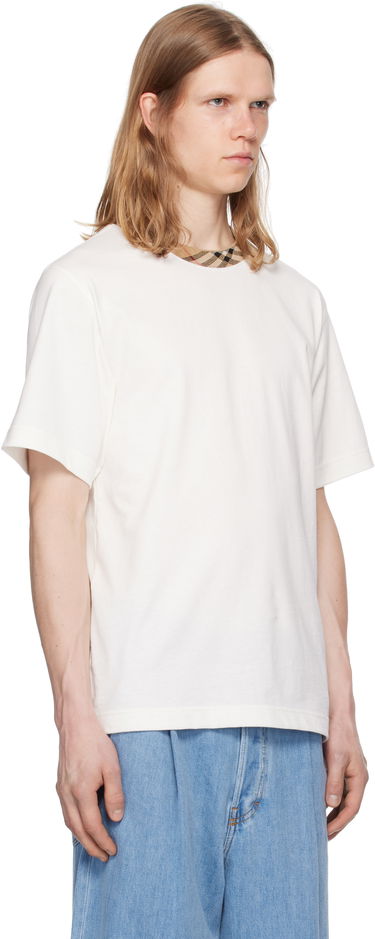 Tričko Burberry Burberry Cotton T-Shirt with Check Trim Biela | 8110100, 1