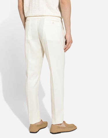 Nohavice Dolce & Gabbana Dolce & Gabbana Tailored Flannel Pants Biela | GY6UETGI251W3796, 3