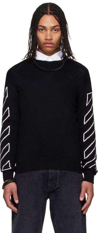 Sveter Off-White Off-White Diagonal Outline Knit Sweater Čierna | OMHE087C99KNI0021061, 0