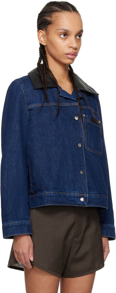 Bunda Wales Bonner Wales Bonner Denim Jacket with Faux Leather Collar Modrá | WS25DE14-DE01-599, 1