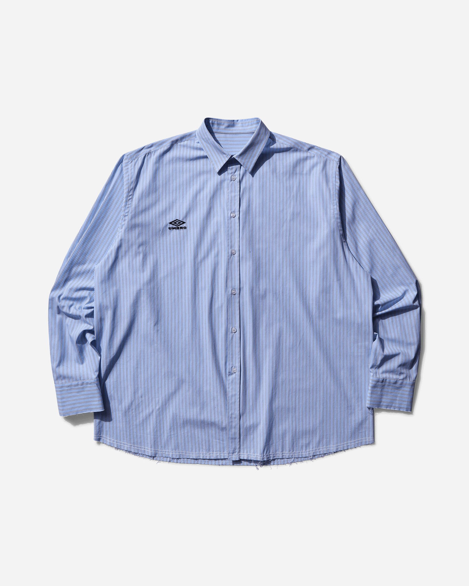 Košeľa Umbro Cult Unity Long Sleeve Striped Button-Up Shirt with Frayed Hem Modrá | UBMW0336FA211 BLU0050, 1