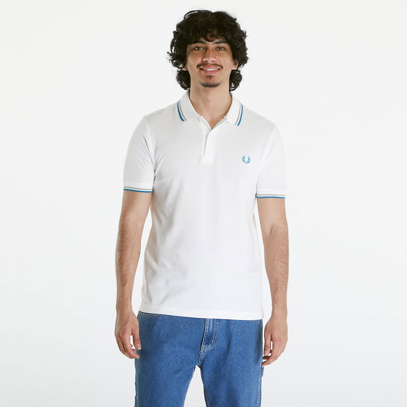 Polo tričko Fred Perry Twin Tipped Shirt Snow White/ Warm grey/ Ocean Biela | M3600 V36