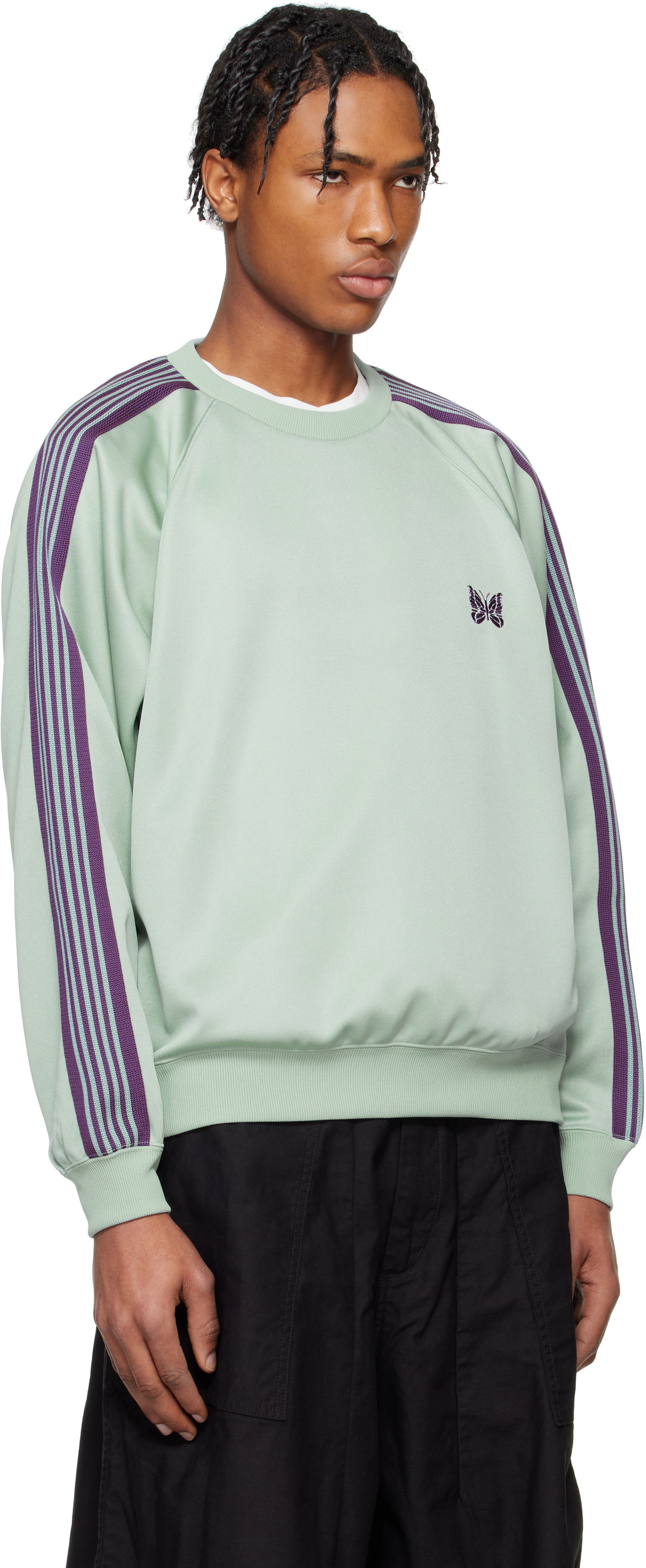 Mikina Needles Needles Track Crew Neck Sweatshirt Zelené | QV306, 1
