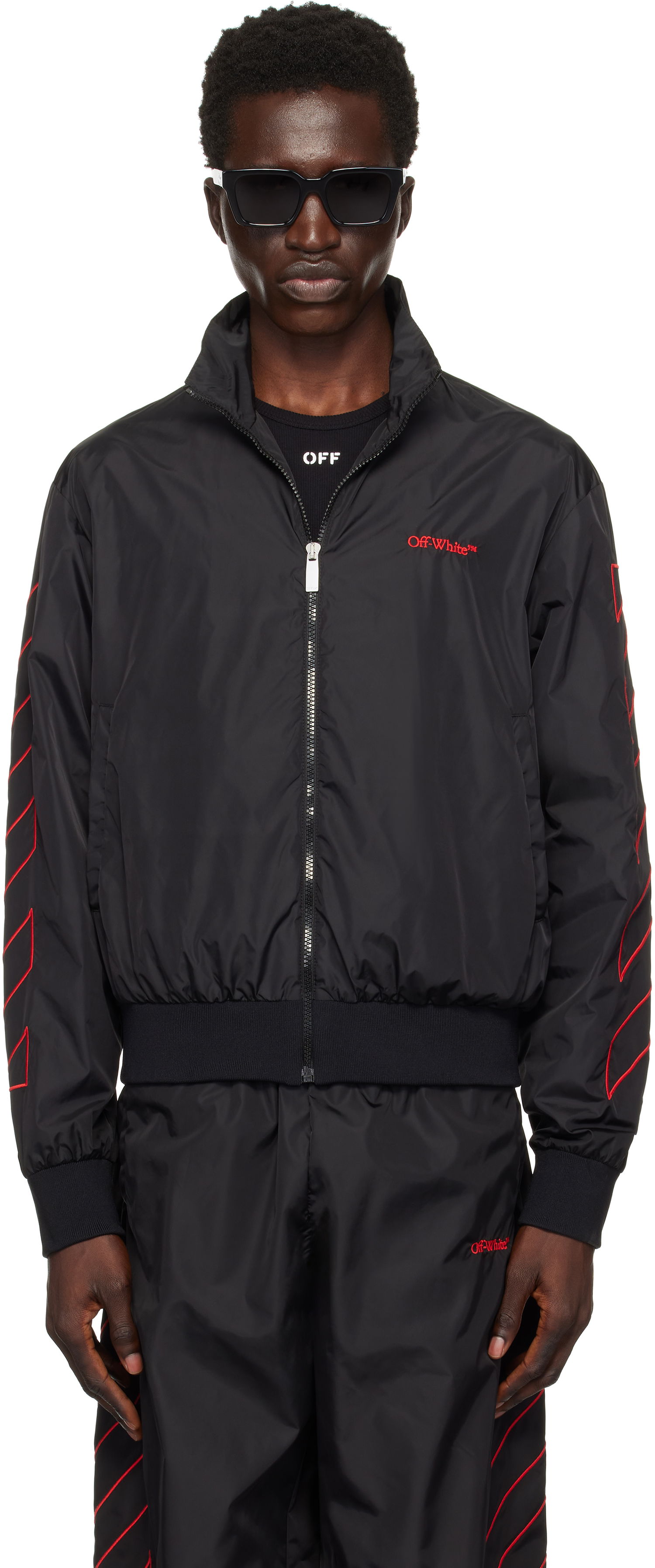 Vetrovka Off-White Diagonal Nylon Jacket Čierna | OMBD041F24FAB0011025, 0