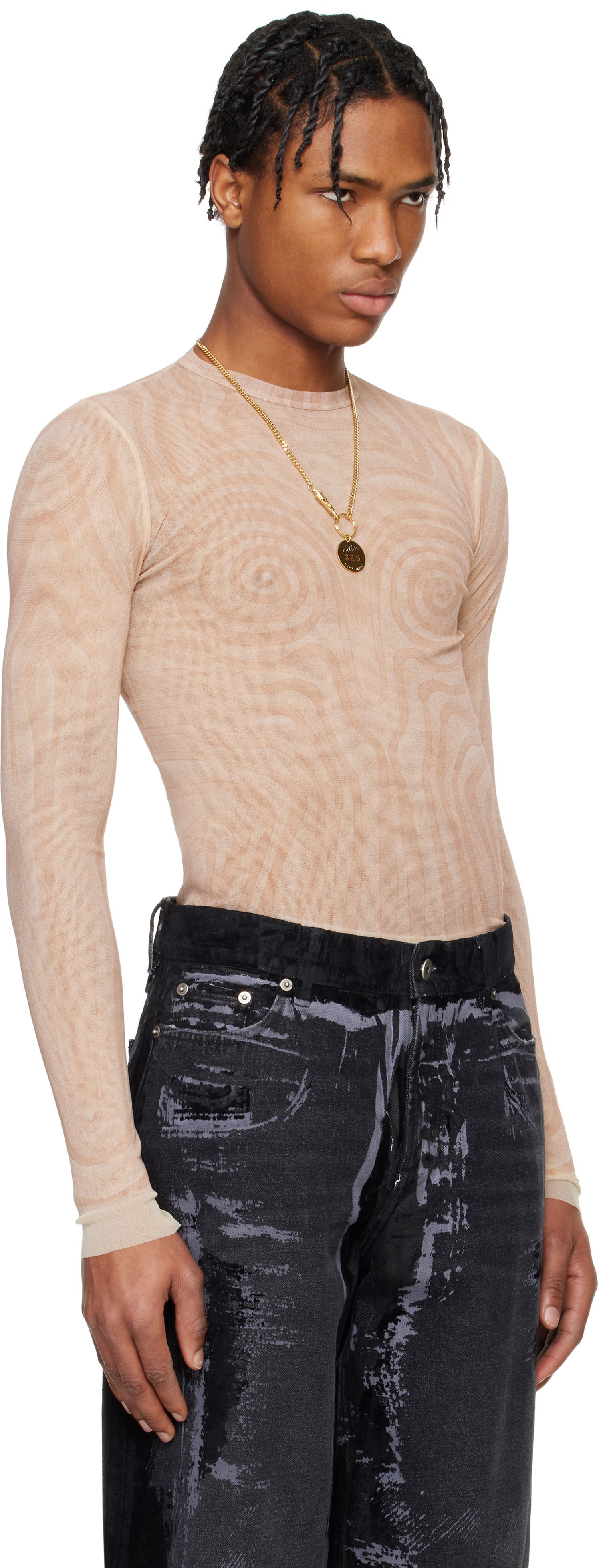 Tričko Jean Paul Gaultier Jean Paul Gaultier 'The Spirale' Long Sleeve T-Shirt Béžová | 25/34-F-TO270-T587-2026, 1