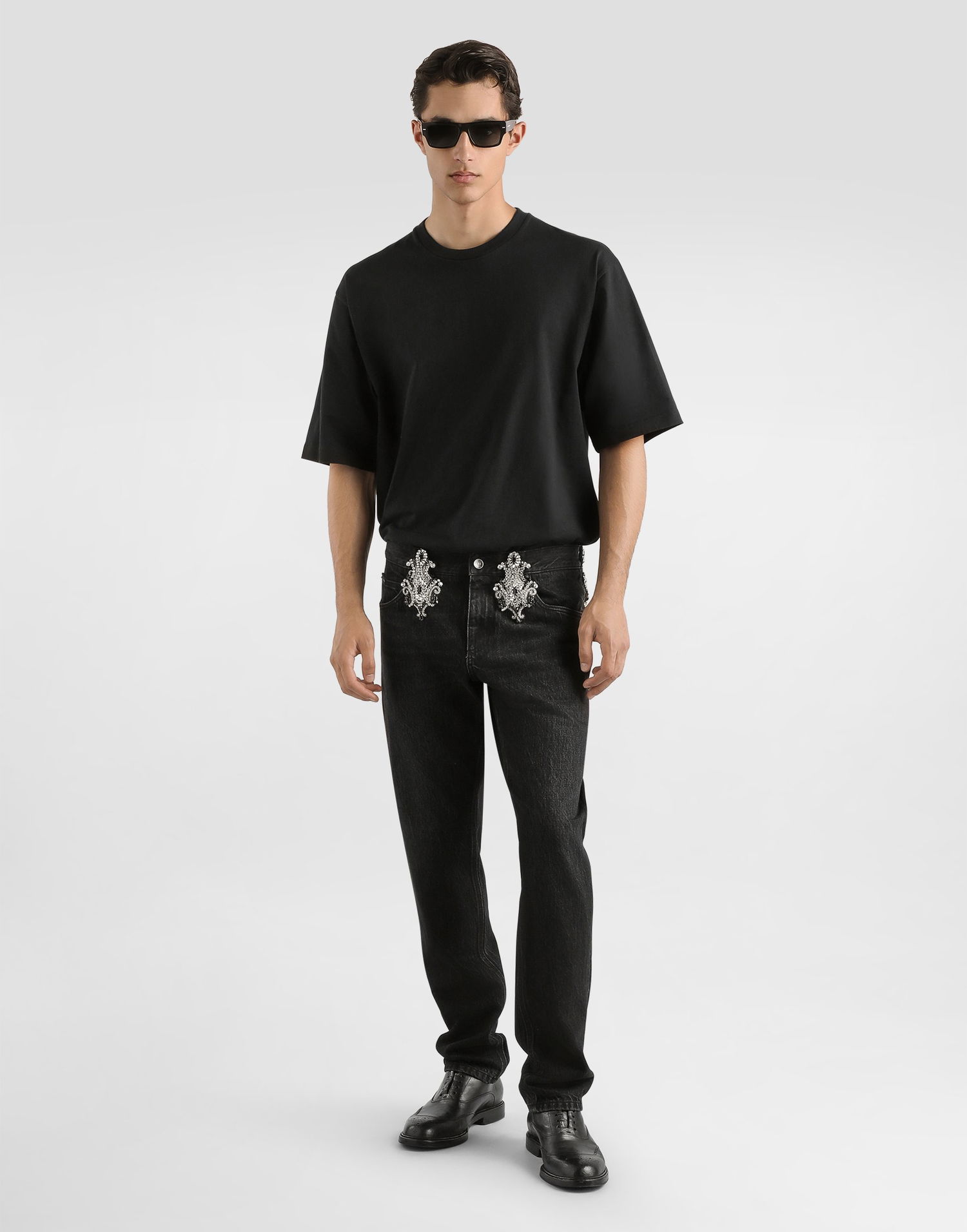 Džínsy Dolce & Gabbana Dolce & Gabbana Crystal-Embellished Denim Trousers Čierna | GYJCCZG8OM7S9001, 1