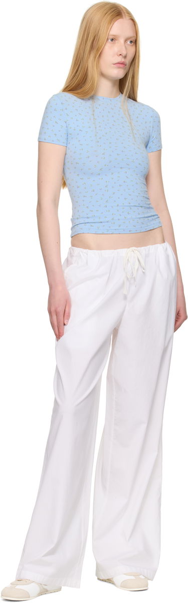 Tričko SKIMS SKIMS Cotton Jersey T-Shirt with Floral Print Modrá | SS-STT-9004W, 3