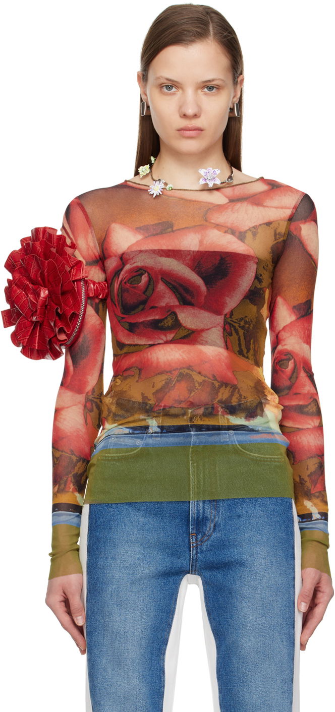 Tričko Jean Paul Gaultier Jean Paul Gaultier Roses Print Long Sleeve T-Shirt Rôznofarebný | 24/25-U-TO132-T547-403050, 0