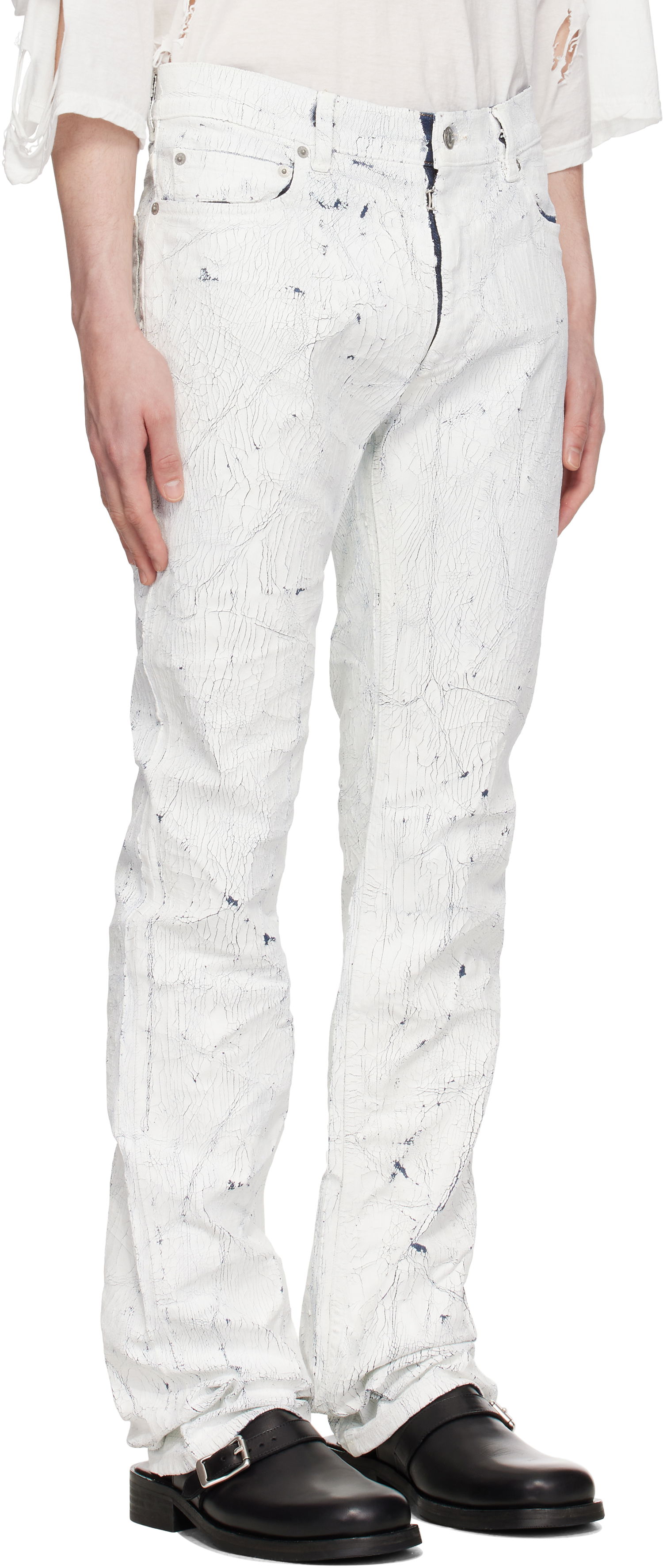 Džínsy Maison Margiela MM6 Maison Margiela 5 Pocket Cracked Jeans Biela | SH2LA0018 M30028, 1
