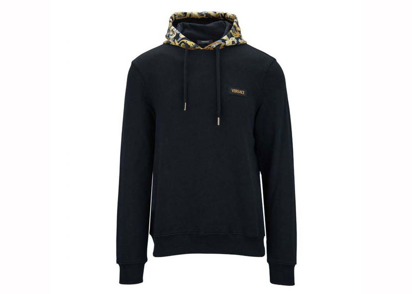 Mikina Versace Printed Hood Sweatshirt Black/Yellow Čierna | 1015093 1A10596 5B000