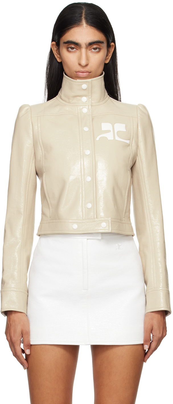 Bunda Courrèges Reedition Cropped Faux Leather Jacket Béžová | PERCBL005VY0014, 0